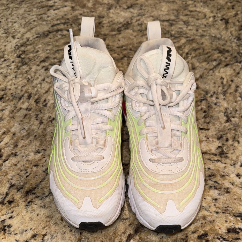 White and Neon Green Sneakers